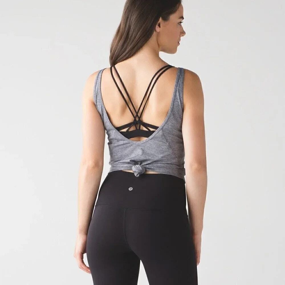 LULULEMON Back At It Again Low-Back Shimmer Tank in Heathered Slate Size 4 (est)